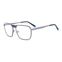 Monturas de Gafas Ópticas Rectangulares de Metal con Diseño Moderno 2024, Patrón Geométrico, Gafas de Negocios para Hombre, 4 Colores, Venta al Por Mayor de Fábrica