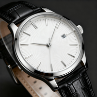 Montre pour homme étanche et lumineuse, chronographe décontracté pour affaires avec bracelet en cuir et affichage du calendrier, montre-bracelet à quartz en gros