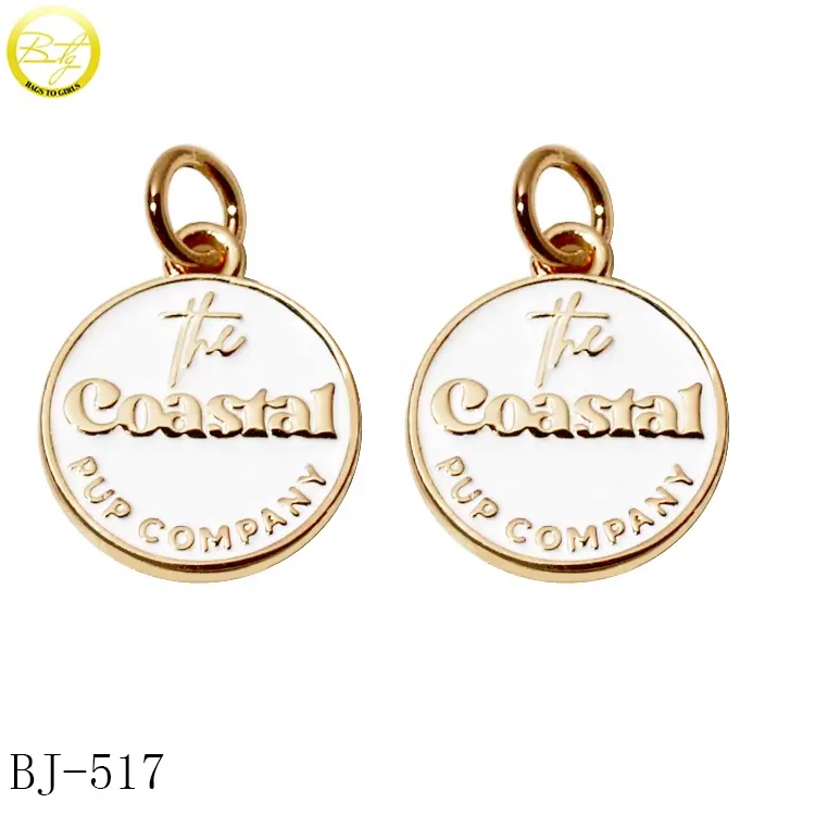 Gioielli senza nichel che si adattano al logo rotondo hang charms ciondolo con nome smaltato a forma di cerchio per bottiglia di profumo