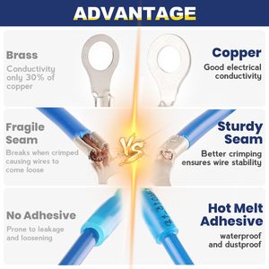 Terminales de Anillo de Cobre Puro para Ingeniería Química, 100/200/600 Piezas, Conectores Termocontraíbles Impermeables - Product Image 1