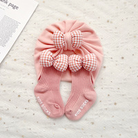Gorro de algodón para recién nacidos, conjunto de diadema, accesorios suaves para bebés, niñas y niños de 0 a 12 meses, conjunto de manoplas y calcetines