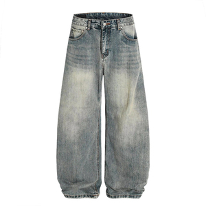 Jeans de Mezclilla para Hombre, Calidad Premium, Estilo Baggy, Color Sólido, Tejido ODM, Lavado a la Piedra, Diseño Retro, Pantalones de Mezclilla para Hombre - Product Image 2