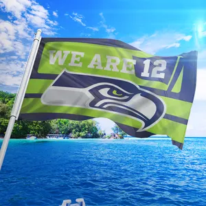 NFL Produk Promosi Bendera Seattle Seahawks 100% Poliester Tahan Lama Super Bowl Kustom Bendera Seattle Seahawks