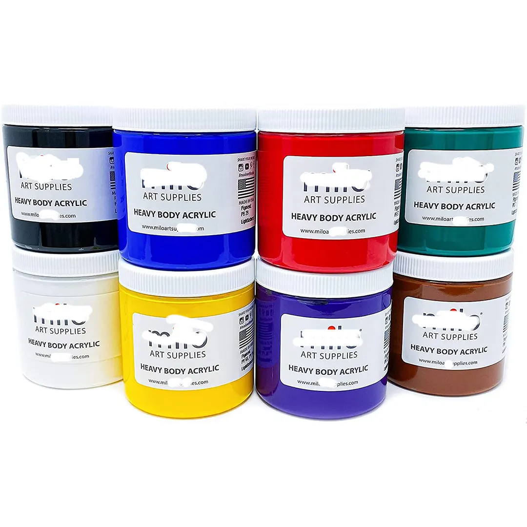 8 Colors 8.45 Oz /250ml Jars Heavy Body Non-Toxic Holds Texture and Brush Strokes for Kids Adults painting Acrylic Paint Set