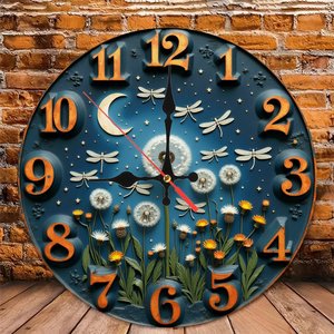 Round Wooden Wall <b>Clock</b> 25cm Rustic Country Silent Farmhouse Bedroom Living Room Wall <b>Clock</b> - Product Image 4
