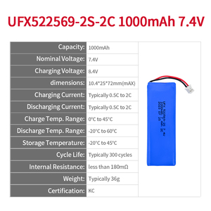 Lithium-Ionen-Batterie-Fertigungsanlage für Digitale UFX522569-2S-2C 1000mAh 7,4V 1C Entladung LiNiMnCoO2 Kathode 800 Batterie - Product Image 2