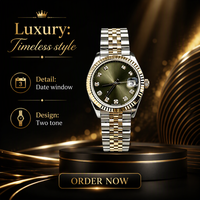 Montre pour homme en acier inoxydable avec aiguilles lumineuses, double calendrier, mouvement mécanique, fermoir pliant, cadran de 40 mm