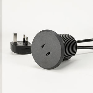 Mueble de Escritorio con Cargador USB Dual Integrado de 3A Tipo-C, Enchufe Redondo para Mesa de Noche, Sofá o Panel, Estilo Industrial - Product Image 4