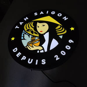 De doble lado redondo tejido colgante signo perfil sin marco película de caja de luz firma calidad - Product Image 1