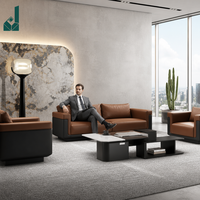 Ensemble de canapés de bureau exécutif en cuir bicolore, style moderne et minimaliste, canapé modulaire italien de luxe pour salle de réception de PDG