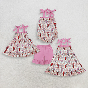 Vêtements en gros pour enfants, tenues pour bébés filles, ensemble short à manches courtes violet à fleurs festonnées - Product Image 3