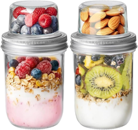 Couvercles pour pots de céréales overnight ComSaf (16OZ+4OZ 2PCS) – Anti-fuite, double couche, qualité alimentaire, hermétiques, séparation sec/humide, pour préparation de repas et déjeuner au travail