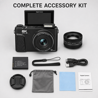 Fotocamera Digitale 88MP 8K con Schermo Flip da 3.0 Pollici a 180°, Zoom 18X, F2.4, WiFi, Selfie, Vlog, Rilevamento Volto, Riconoscimento Scenari AI, Ricarica Rapida Type-C