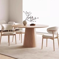 Table à manger moderne minimaliste de grande capacité avec base conique en placage de bois de frêne pour petits et grands espaces
