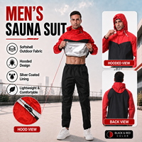 Setelan Sauna Pria 2 Potong Jaket Berkerudung dan Celana Langsung dari Pabrik, Logo Kustom OEM ODM Label Pribadi Pakaian Olahraga