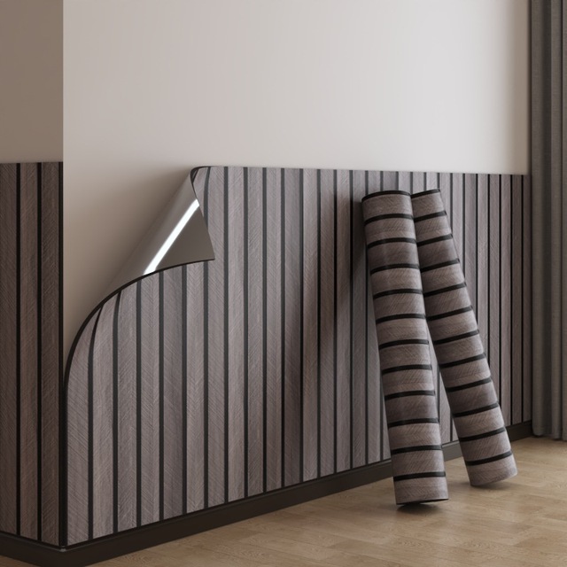 Grille PVC Wallpaper Self-adhesive Bedroom Background Wall Color Changing Renovation Waterproof Moisture-proof Stripes