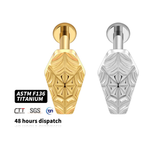 Mạng nhện Quan Tài Titan sụn daith Bông tai ASTM F136 Tai Lip Helix xuyên thời trang Halloween Phụ kiện trang sức - Product Image 2