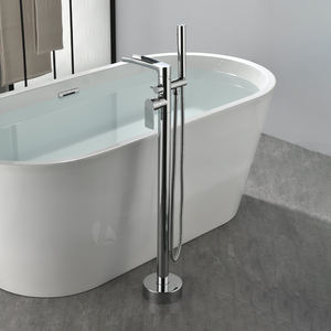 Grifo de bañera <span class=keywords><strong>real</strong></span> de pie, cromado, <span class=keywords><strong>cascada</strong></span> pulida, grifo de caño de bañera con ducha de lluvia - Product Image 3