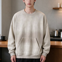 Nouveau design hiver 2027 – Sweat à capuche oversize personnalisé en molleton délavé, tie-dye, effet soleil et usé, col ras du cou