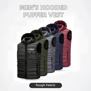 Gilet matelassé décontracté pour homme, veste d'hiver sans manches à fermeture éclair, chaude, à bulles, personnalisée, à capuche, en polyester/coton, 100% polyester - Product Image 2