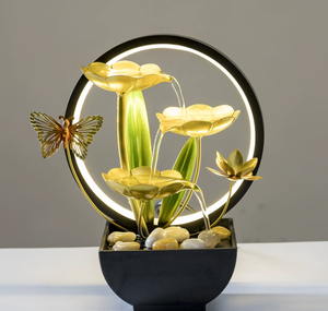 Creativo interior Zen decoración del hogar Metal hoja de loto relajación cascada fuentes jardín adornos para circulación fuente <span class=keywords><strong>agua</strong></span> - Product Image 4