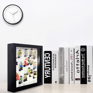 Cornice Fotografica in Mattoni Neri con Apertura Frontale in Legno e Vetro Reale, Espositore da Parete <span class=keywords><strong>per</strong></span> Minifigure - Product Image 6