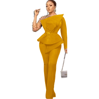 Tenues élégantes et tendance pour femmes grandes tailles, couleur unie, maille à points, pantalon large, costume formel deux pièces, été, respirant