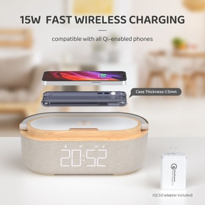 Multi Function Wireless Charging Speaker <b>Clock</b> Alarm Boombox <b>Led</b> Light 360 Stereo Music Player with FM Radio - Product Image 5