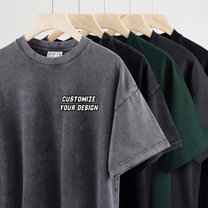 T-shirt Homme Oversize Col Rond 100% Coton Lourd Style Vintage Délavé à l'Acide Hip Hop Streetwear – Grande Vente - Product Image 2