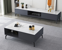 Table de thé nordique légère, combinaison avec assiette en rock simple moderne, verre trempé, petit meuble TV pour salon