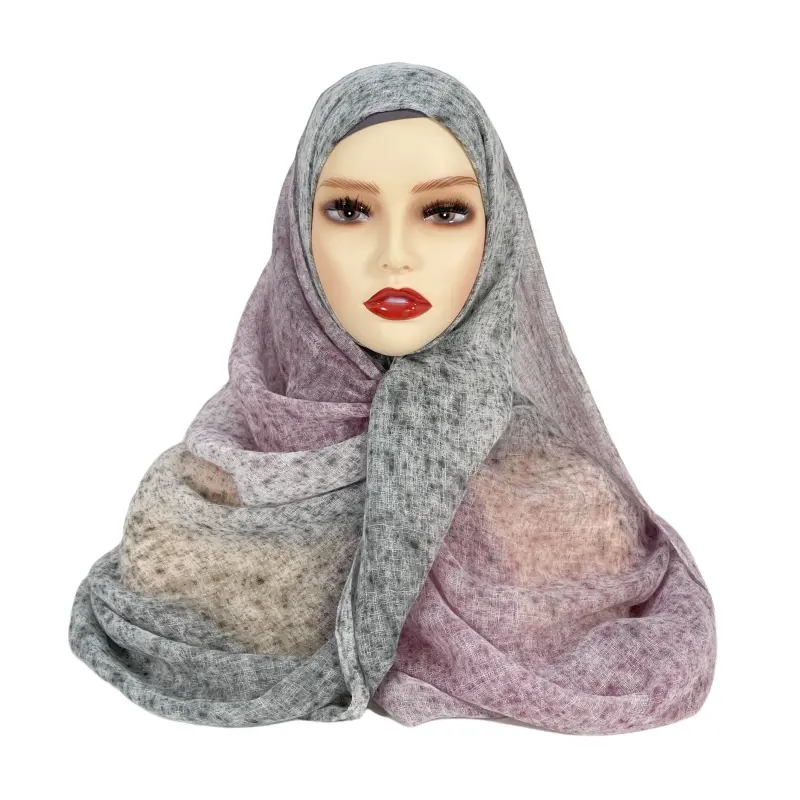Fashion gradient ethnic custom women turban hijab musulman ombre cashmere wool scarf voile plain tassel shawl for ladies fancy