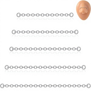 5 Piezas de Cadena Clásica Unisex para la Nariz, Piercing de Acero Inoxidable, Anillos de Nariz con Cadena, Joyería para el Puente Nasal <span class=keywords><strong>Doble</strong></span>, Plateado en Plata - Product Image 2