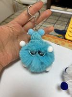 Petit porte-clés boule de charbon mignon dessin animé sacs en peluche pompon poupée porte-clés accessoires voiture porte-clés pendentif