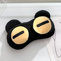 Masker Mata Anak Beruang Hitam Kartun Puckish dengan Kantong Es untuk Tidur Siang dan Perjalanan