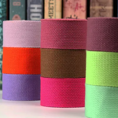 Wholesale Colorful 1inch 38mm 20mm Polyester Cotton tapes Webbing cotton for bags garment Bag Strap