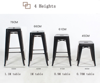 Tabouret de bar industriel moderne en métal de 30 pouces de haute qualité pour restaurant, salle à manger, cuisine commerciale, extérieur, en fer