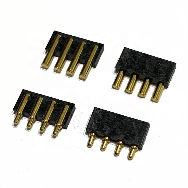 Elektrische Dc Power Messing Koperen 4-Pins Antenneclips Pogo Pin Connector Batterij Connector