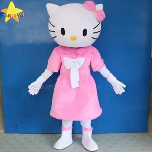 Mainan Menyenangkan Kostum Maskot Hello Kitty, Gaun Merah Muda untuk Pesta Halloween Dewasa
