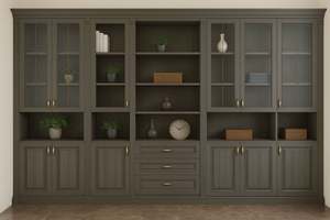 SANTOPOVA Full-Length Built-in Cabinet with Glass Doors and Open <b>Shelving</b> - Product Image 4