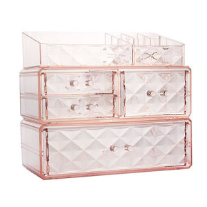 Choice Fun Hộp Đựng Sắp Xếp Trang Điểm Trong Suốt Họa Tiết Kim Cương Màu Hồng Bán Sỉ Hộp Đựng Mỹ Phẩm - Product Image 6
