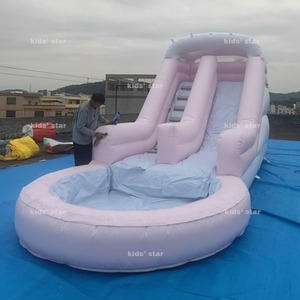 Tobogán Acuático Inflable de Doble Carril de Grado Comercial, Tobogán Acuático de PVC con Piscina para Adultos y Niños, Equipo de Juegos para Interiores y Exteriores - Product Image 6