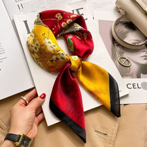 Écharpe élégante pour les trajets quotidiens, imitation soie, 70x70cm, écharpe carrée imprimée pour femmes, printemps automne, écharpe pour le cou - Product Image 2