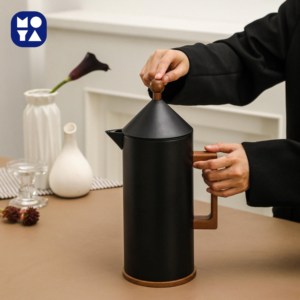 नई आगमन डबल दीवार स्टेनलेस स्टील टंबलर स्पाट-आकार के इन्सुलेट पानी के लकड़ी हैंडल वैक्यूम फ्लैस्क आर्बलिक कॉफी पॉट - Product Image 4
