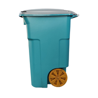 LAND Poubelle rectangulaire à induction de 64 gallons, écologique, en plastique, pour extérieur, avec couvercle, pour usage en rue et en parc