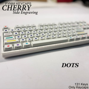คีย์แคป Fynmi รุ่นใหม่ <span class=keywords><strong>GMK</strong></span> สีขาว/ดำลายจุด แบบสลักด้านข้าง 131 ปุ่ม รูปแบบ ANSI ISO สำหรับสวิตช์ Cherry MX Gateron Kailh Outemu - Product Image 5