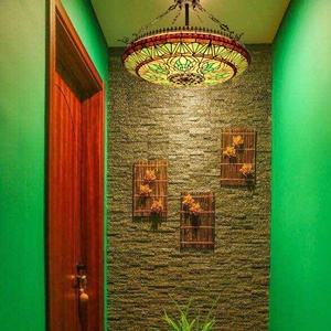 Lámpara Colgante de Vidrio Tiffany LED de 18 Pulgadas, Estilo Europeo y Americano, Hecha a Mano, Soldada con Estaño, Luz Blanca Cálida Suave, Voltaje Universal, 2 Años de Garantía - Product Image 3