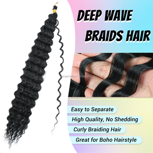 <span class=keywords><strong>Extension</strong></span> per Capelli Lunghi e Ricci a Onda Profonda <span class=keywords><strong>con</strong></span> Fibra Resistente al Calore per Donne di Colore, <span class=keywords><strong>Trecce</strong></span> Boho - Product Image 4