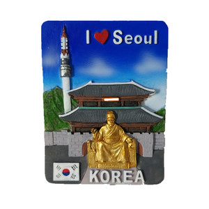 Arquitectura coreana y comida tradicional recuerdo turístico 3D imanes de nevera personalizados dibujos animados lindos decoración del hogar artesanía resina polivinílica - Product Image 1