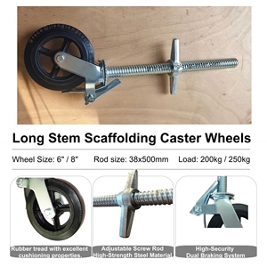 6-8 Zoll hohe, schraubverstellbare Nivellierrollen mit Bremse für Hebe-Gerüste - Product Image 2