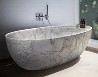 Baignoire ovale autoportante en pierre naturelle - Baignoire de luxe pour salle de bain, hôtel ou villa